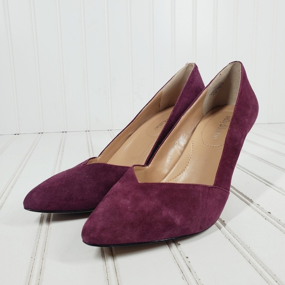 Kelly & Katie Venus Purple Leather Suede Pointy Toe Heels B502 - Picture 3 of 12